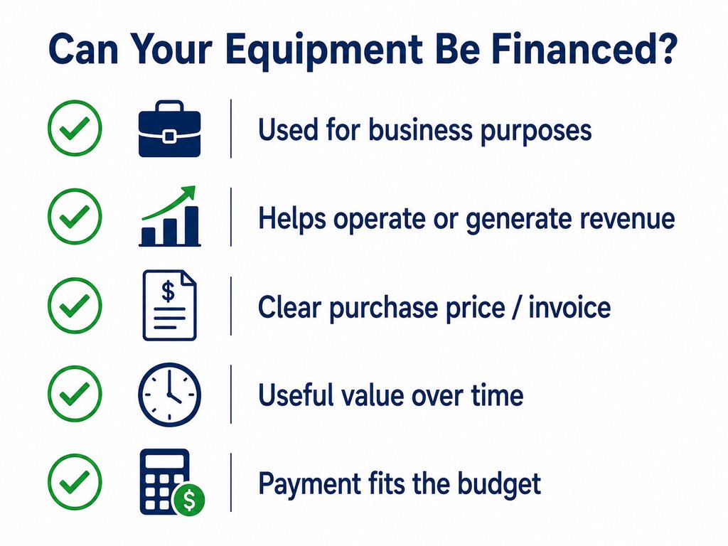 Checklist for knowing if business equipment can be financed