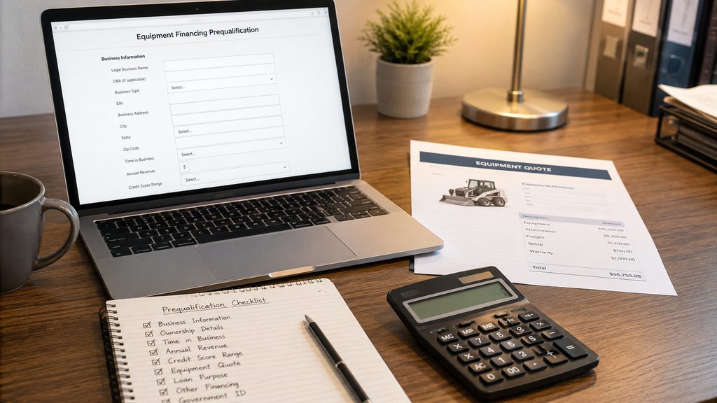 Preparing business information for equipment financing prequalification