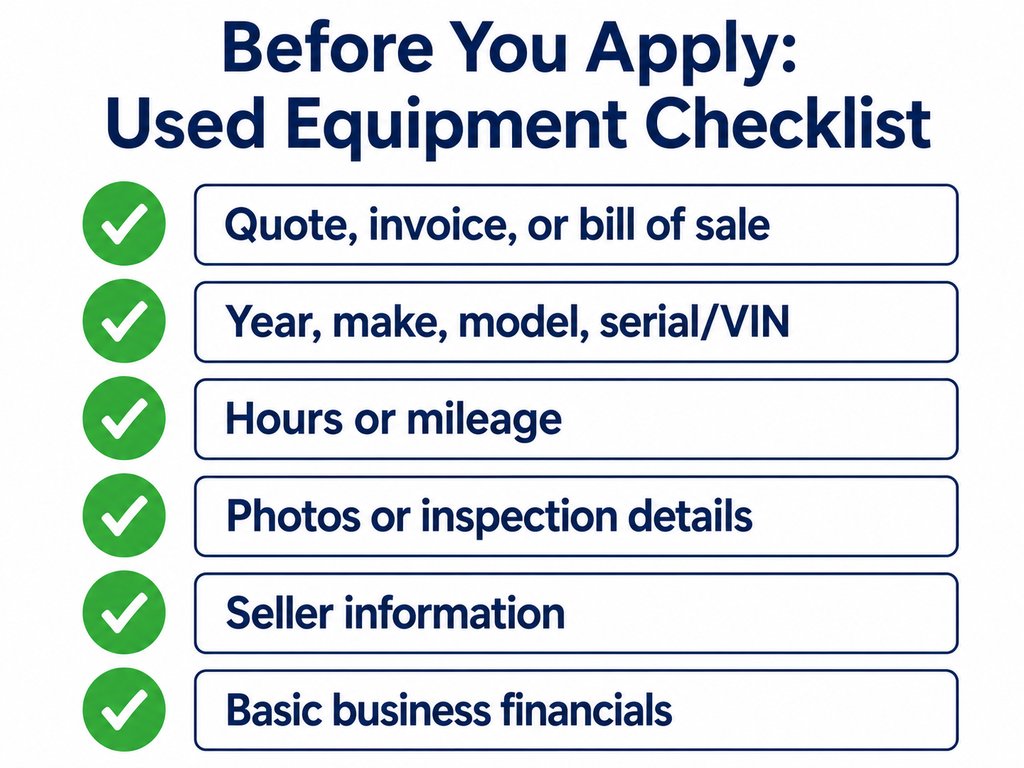 Checklist of documents needed for used equipment financing
